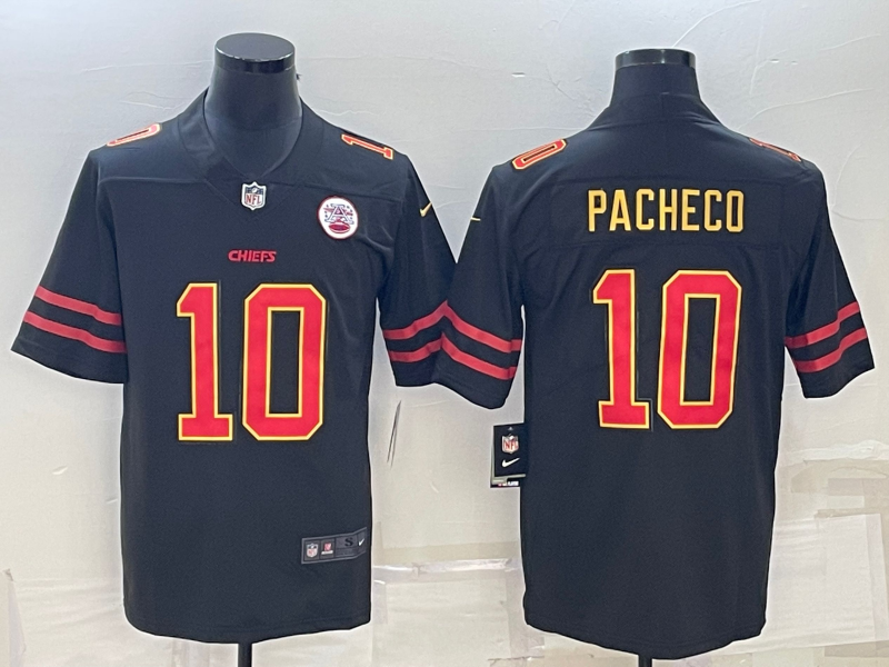 Men??s Kansas City Chiefs #10 Isiah Pacheco Black Red Gold Vapor Untouchable Limited Stitched Jersey